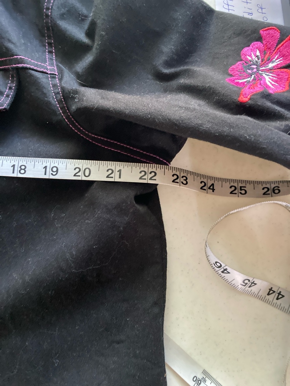 Bob Mackie Black Embroidered Floral Pantsuit with Pink & Green Accents - Picture 10 of 13